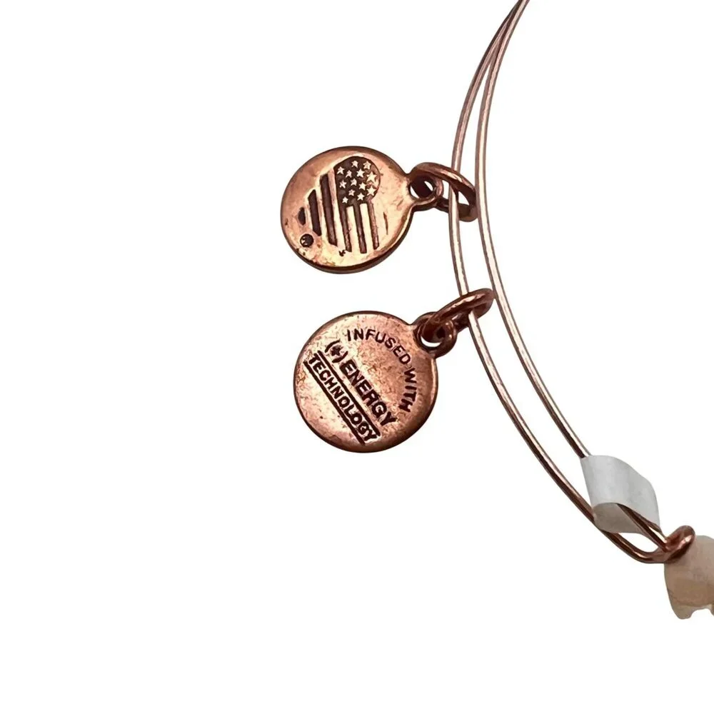 Alex And Ani Balance Bead II Carmel Rose Gold Tone Bangle Bracelet Pink NWT - Picture 4 of 7